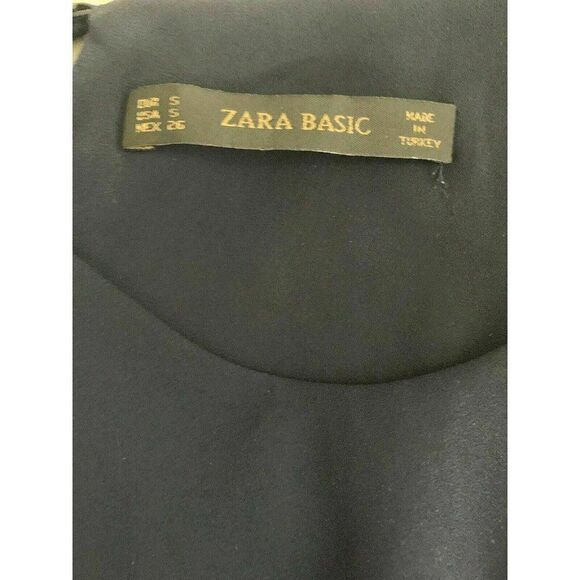 Zara Womens Solid Navy Blue Crew Neck Crop Tank Top Blouse Small - Picture 5 of 5